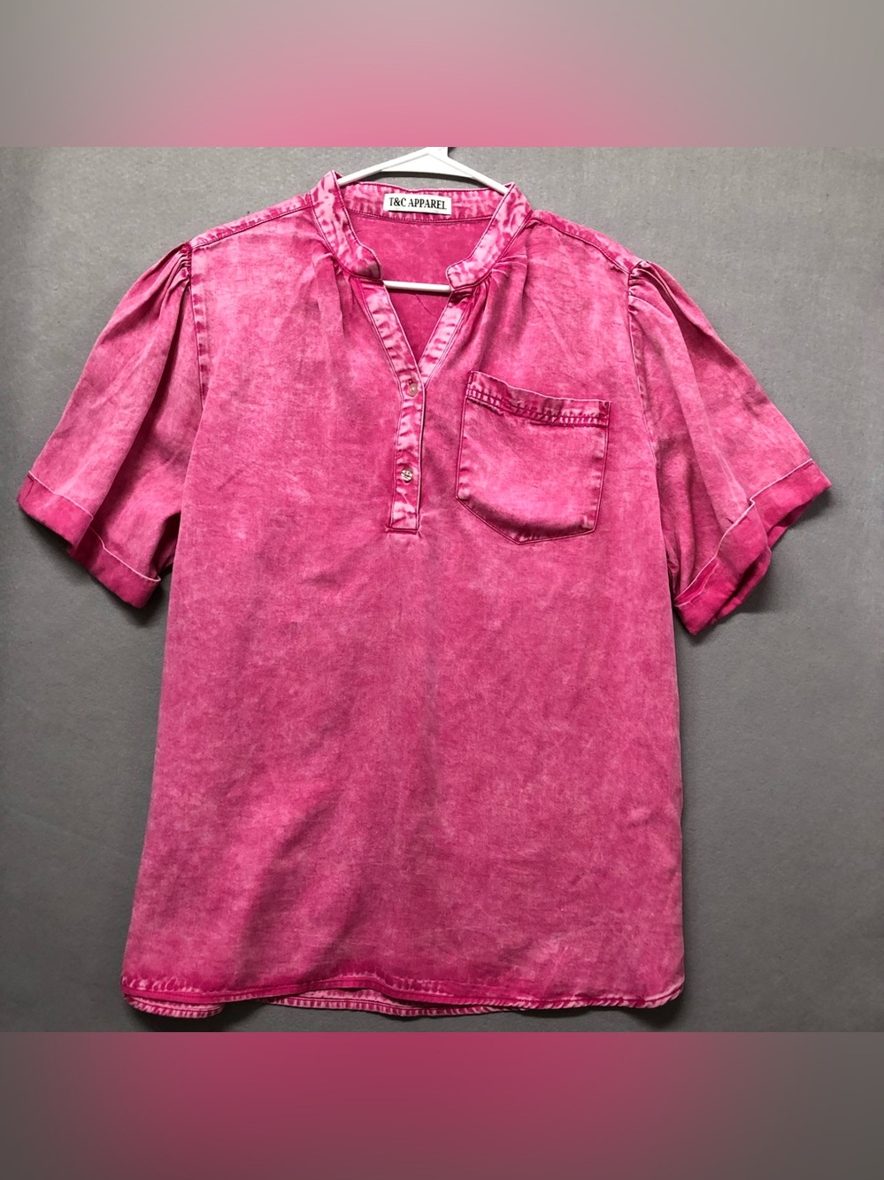 XL Soft Lyocel Women Pink T&C Apparel Sandwashed Casual Shirt Pocket Generous XL